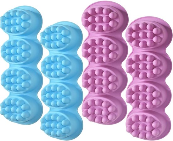 Set van 4 massagezeepvormen, 141,7 g, siliconen vormen voor het maken van haarstaven en rozemarijnwatermassageapparaten