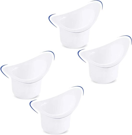 Set van 4 oogspoelbekers van melk-wit siliconen, 10ml met nauwkeurige maatverdeling voor optimale oogverzorging en hygiëne van Merkloos
