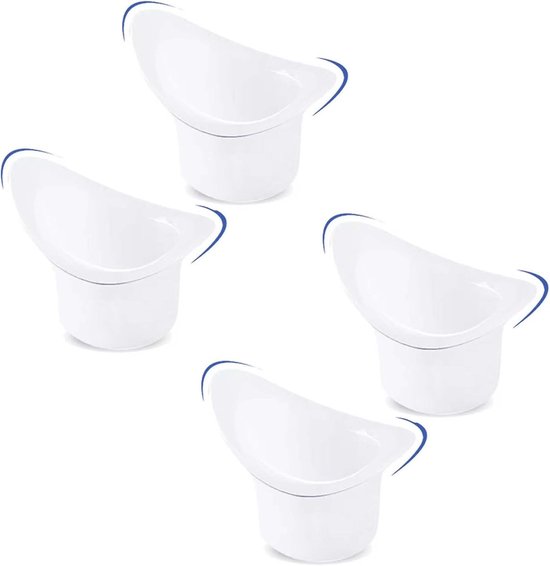 Set van 4 oogspoelbekers van melkachtig witte silicone, 10ml, met nauwkeurige maatverdeling voor effectieve oogverzorging en hygiëne