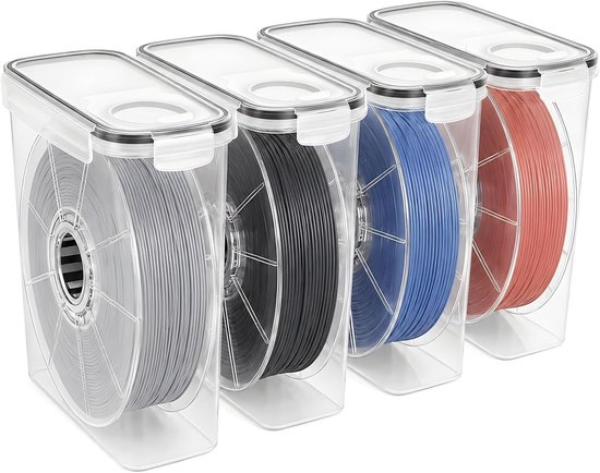 Set van 4 Opbergdozen voor 3D Printer Filament, Draagbaar en Vocht- en Stofdicht voor 1kg Spoelen, Ideaal voor 3D Print Accessoires en Opslagoplossingen (4.0L)