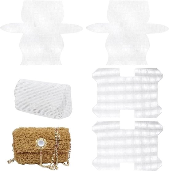 Set van 4 plastic netten voor handwerkprojecten, ideaal voor tassen, borduren en haken, veelzijdig en duurzaam