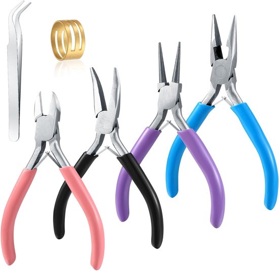 Set van 4 Pliers voor Beading en Sieradenreparatie - Naaldtangen, Kettingtangen en Draadknipper voor Creatieve Klussen