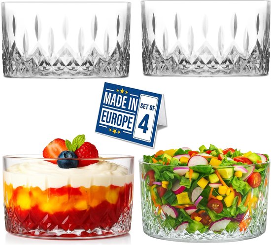 Set van 4 Premium Glazen Dessertkommen 260ml, Vrij van Lood