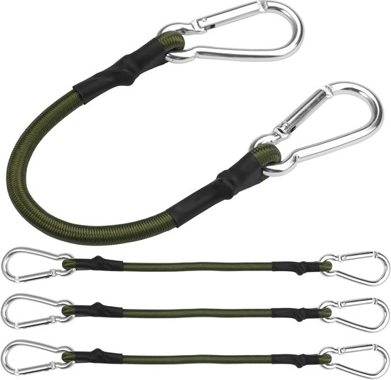 Set van 4 Rubber Lashing Straps met Carabiner Haak van 30 cm - Elastische Spanbanden voor Bagage, Fietsen en Vrachtwagens