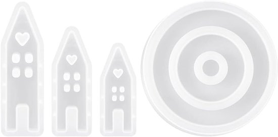 Set van 4 siliconen kaarshouders, kaarsvorm, zeepvorm, epoxyharsvormen, 1 gietvorm kaarsenhouder en 3 stuks siliconen vormen voor huis, gietvormen, voor kaarsen, zeep, gips, handwerk
