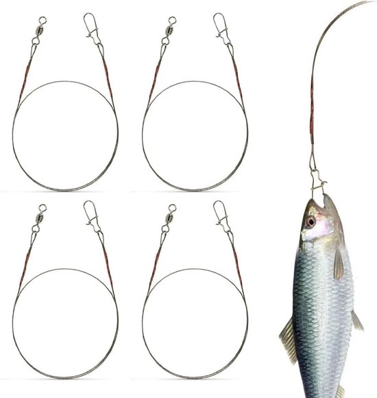 Set van 4 stuks 7 x 7 cm stalen voorzakken voor snoekvissen, ideaal voor spinhengels en accessoires