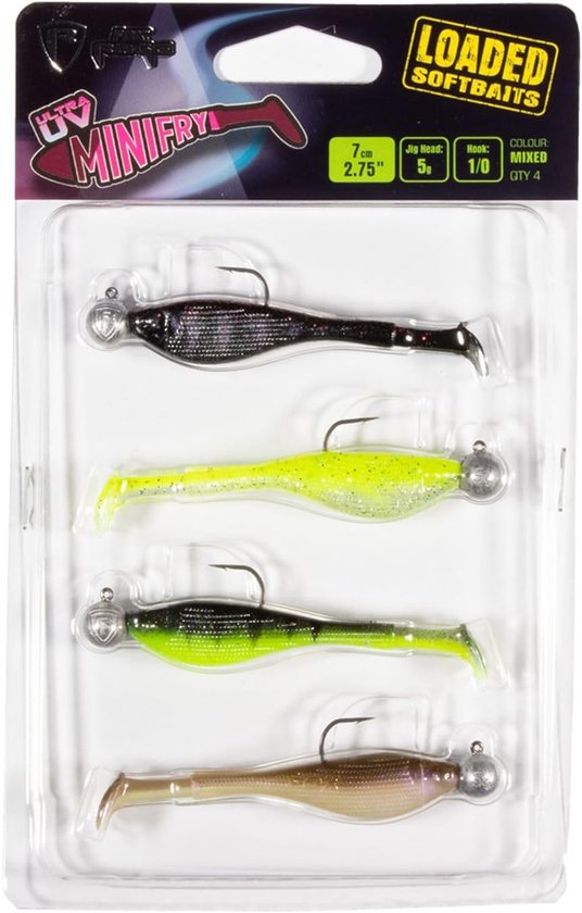 Set van 4 UV Kunstaas Hengelsport Shadjes 7cm - Populaire Kleuren