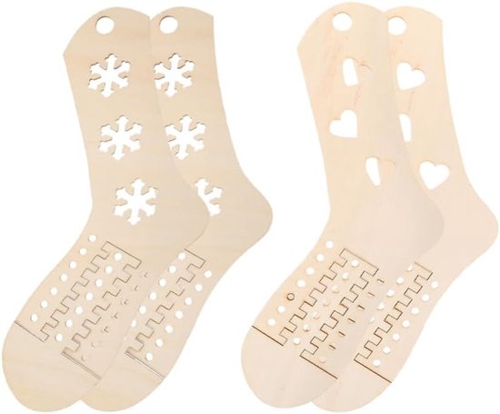 Set van 4 Verstelbare Houten Sokblokken, Duurzame Sokspanner voor Breien en Haken, Ideaal voor Beginners en Creatieve Projecten