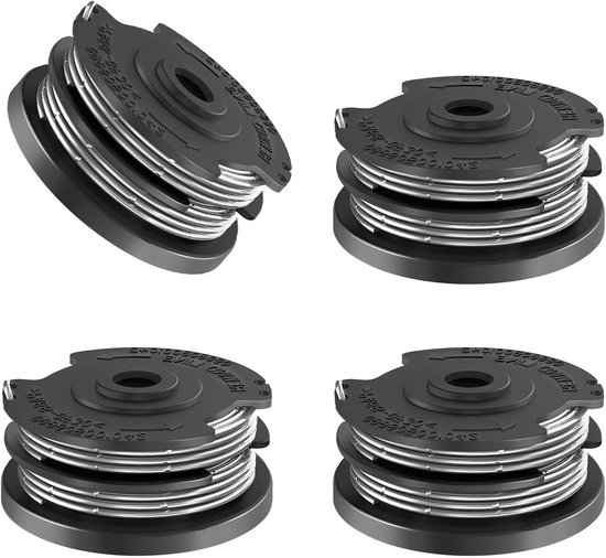 Set van 4 vervangende grastrimmer spoelen met draad van 1,65 mm voor diverse modellen, 4,1 m lengte, ideaal voor tuinonderhoud en grasmaaien van Merkloos