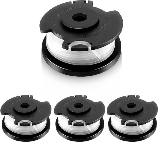 Set van 4 Vervangende Trimmerdraad Spoelen voor Diverse Modellen, Geschikt voor GE-CT 18/28 Li, Diameter 1.6 mm - 4.9 m Lengte, Tuingereedschap Accessoires voor Efficiënt Snoeien van Merkloos