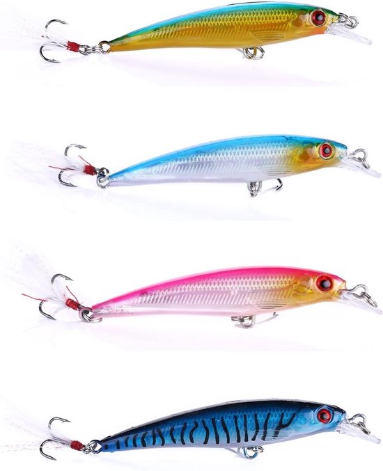 Set van 4 Vissers Lures voor Snoek, Forel en Baars - Rubber Bait en Spinner Aas voor Effectieve Vangsten