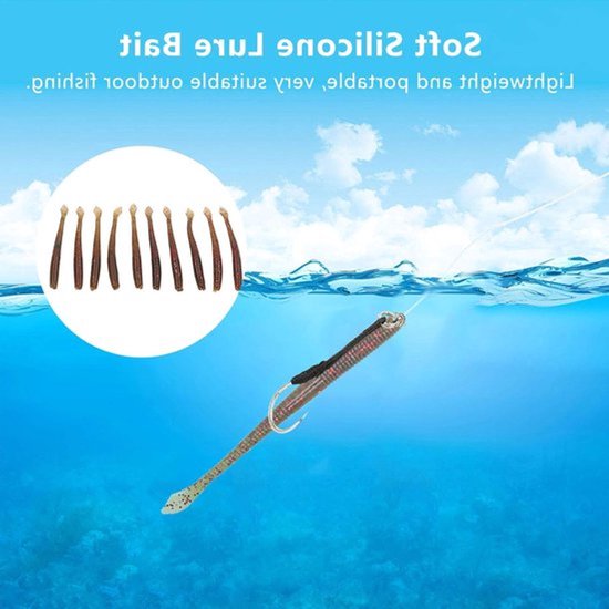 Set van 4 Zachte Silicone Aas in de Vorm van Aardwormen voor Effectieve Visserij Accessoires - Bruin, Ideaal voor Zoet- en Zoutwater vissen