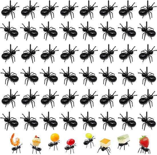 Set van 48 stuks Ameisen-Fruchtgabels voor kinderen - kreative Tiergabels für Snacks Obst Desserts und Kuchen . van Merkloos