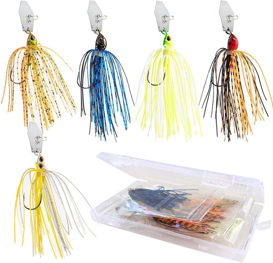 Set van 5 Chatterbaits met Loodkop voor Snoek, Baars en Zander in Zoet- en Zoutwater van Merkloos