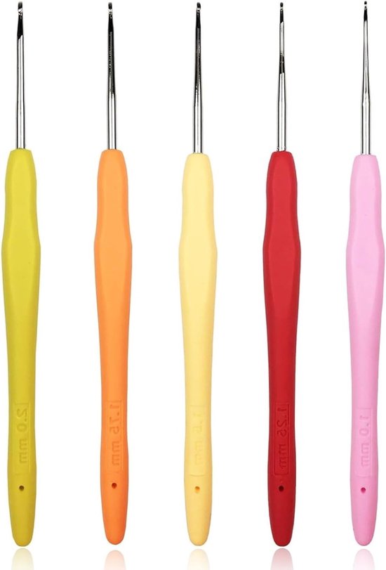 Set van 5 ergonomische breihaken van 1 mm tot 2 mm voor sjaals, handschoenen, en hoeden