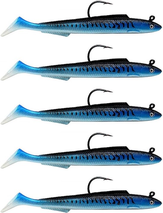 Set van 5 Paddle Tail Swimbaits - Zachte Plastic Vissersaas met Jigkop voor Baars, Forel en Roodbaars - Geschikt voor Zout- en Zoetwater van Merkloos