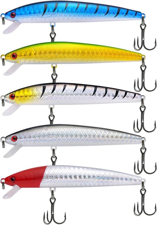 Set van 5 Realistische Wobblers voor Snoek en Zander - Perfect voor Zoet- en Zoutwater, Vissersaccessoires en Cadeau voor Hengelaars