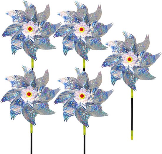 Set van 5 Reflecterende Windmolens voor Vogelafschrikking in Tuin, Balkon en Dakterras van Merkloos