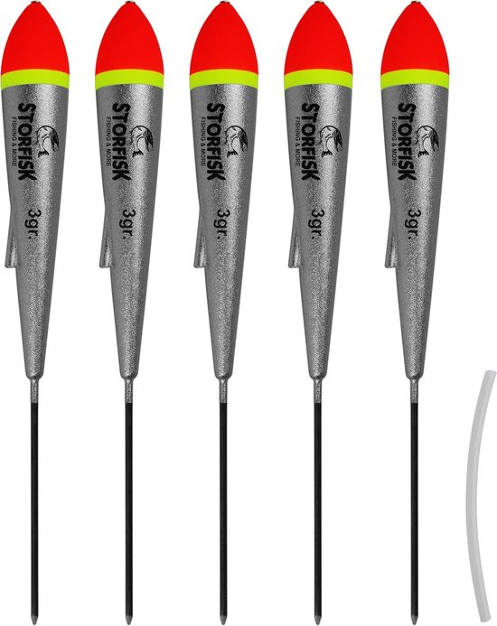 Set van 5 Zilvere Schuifdobbers voor Forel en Baars van Merkloos