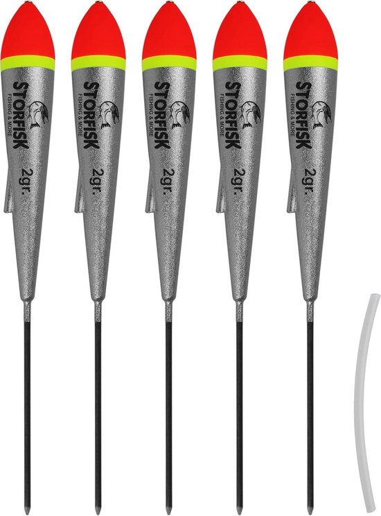 Set van 5 zilveren forellen sleepdobbers visdobbers met siliconen slang van Merkloos