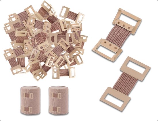Set van 50 Elastische Verbandclips voor Dagelijks Gebruik - Universele Aluminium Beugels voor Buitenbescherming en Extra Fixatie (Bruin)