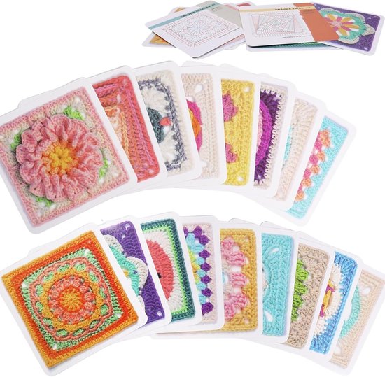 Set van 50 Haakpatronen voor Granny Square Kaarten met Fotoontwerpen voor Persoonlijke Covers voor Volwassenen en Beginners van Merkloos