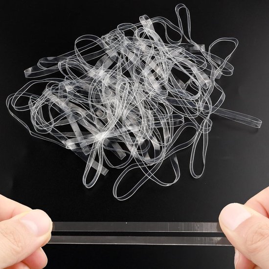 Set van 50 Transparante Rubber Bands Groot 20 cm - Duurzame en Scheurvaste TPU Elastieken voor Afvalbakken, Kantoor, Keuken en Schoolgebruik