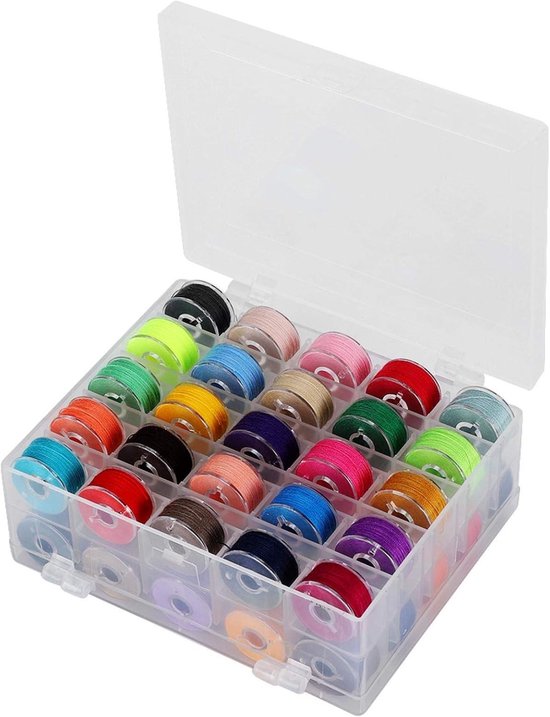 Set van 50 Voorgewonden Kleurige Spoelen met Dubbele Laag en Plastic Opbergdoos voor Borduren en Naaien, Ideaal voor Naaimachines en Creatieve Projecten