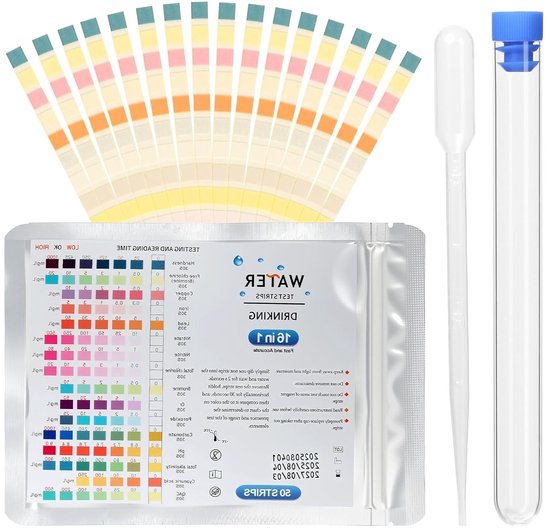 Set van 50 Water Test Strips voor pH, Hardheid en Metalen zoals Koper, Ijzer en Lood - Ideaal voor Drinkwater, Aquaria en Zwembaden van Merkloos