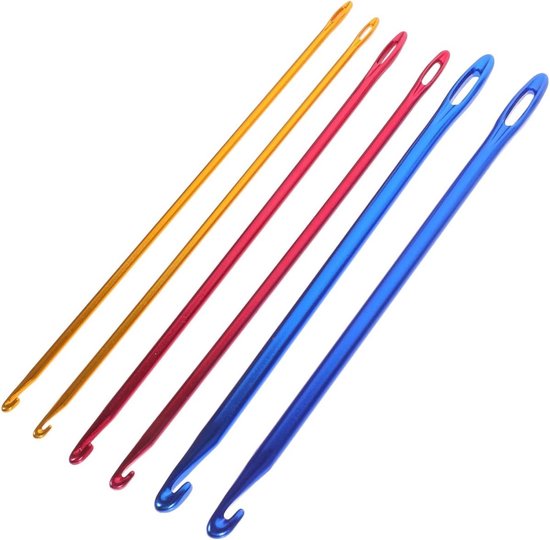 Set van 6 grote haaknaalden voor Tunesisch haken met koord - Perfect voor creatief breien en haken van Merkloos