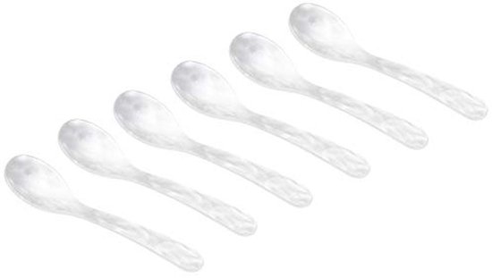 Set van 6 handgemaakte acrylglas lepels – magische eierlepels in parelmoer-look voor ontbijt, desserts en meer van Merkloos