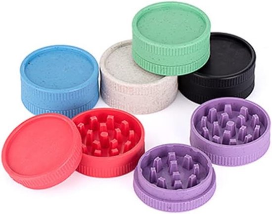 Set van 6 Kleurige 55MM Draagbare Plastic Kruidenmolens voor Kruidenslijpen en Specerijen