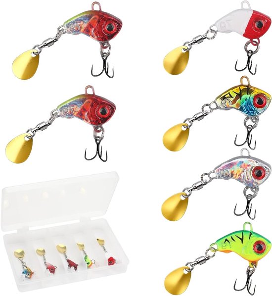 Set van 6 Kunstmatige Visaas met Opbergdoos en Drievoudige Haken voor Snoek, Baars en Zander van Merkloos