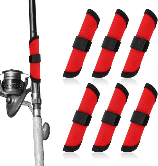 Set van 6 Lure Wraps van 15 cm - Beschermende Covers voor Vissen, Haakbeschermers en Bait Gloves voor Veilig Vissen met Hengel, Rood