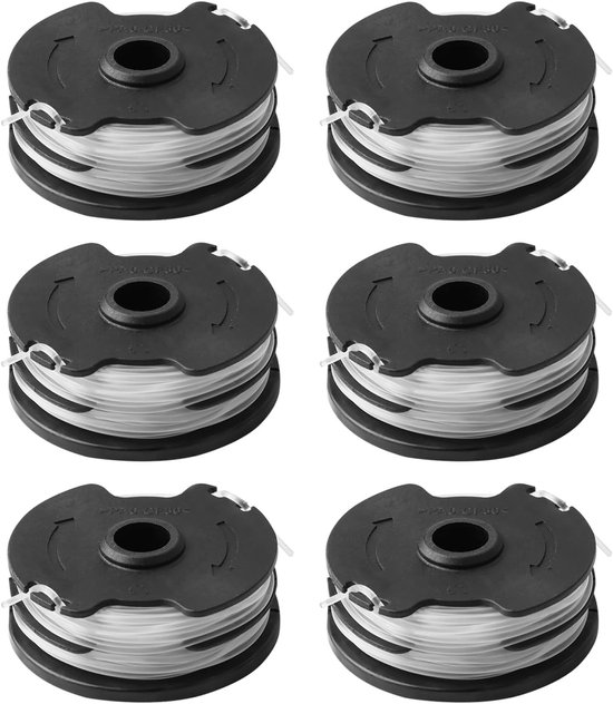 Set van 6 Snijspoolen voor Grastrimmers, Geschikt voor Diverse Modellen, Ø 1.65 mm, 10 m Spoel Draad, Ideaal voor Tuinonderhoud en Graszoden