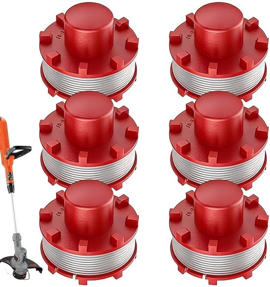 Set van 6 Vervangende Draadspoelen voor Grastrimmer, Geschikt voor 2 mm Draad, Tuinaccessoires, Draadspoel voor Gras en Onkruid, Hoogwaardige Kwaliteit, Handmatig Aangedreven van Merkloos