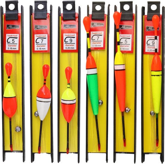 Set van 6 Visdobbers met Lijn en Haken voor Zoet- en Zoutwater Vissen van Spro