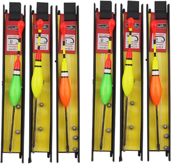 Set van 6 Vissersdobbers met Plumb Line, Visserslijn en Haken voor Vredevisserij, Forel, Aal en Zander - Perfect voor Meer, Rivier en Beek van Merkloos