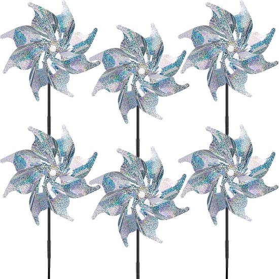 Set van 6 Windmolens voor Vogelafschrikking en Pigeonbescherming in de Tuin en op het Balkon van Merkloos