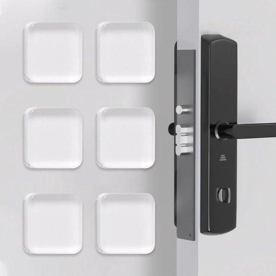 Set van 6 Zelfklevende Deurbuffer - Transparante Vierkante Deurstopper voor Wandbescherming, 4 x 4 cm, Ideaal voor Deuren en Handvatten