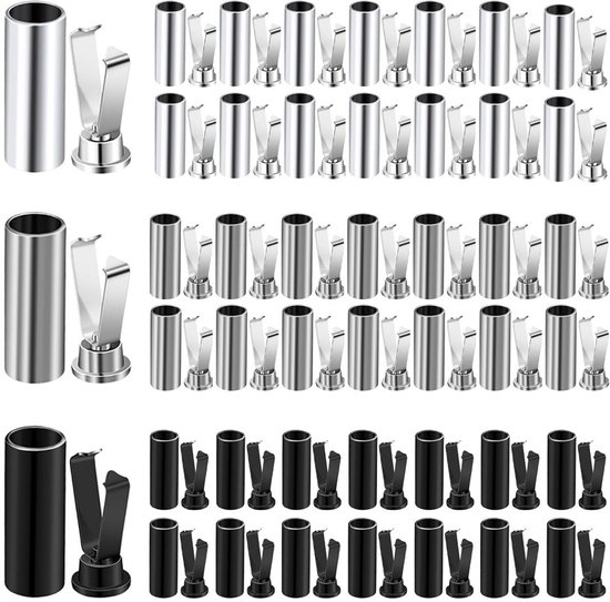Set van 60 metalen kordelstopper voor schoenen en kleding, 4 kleuren