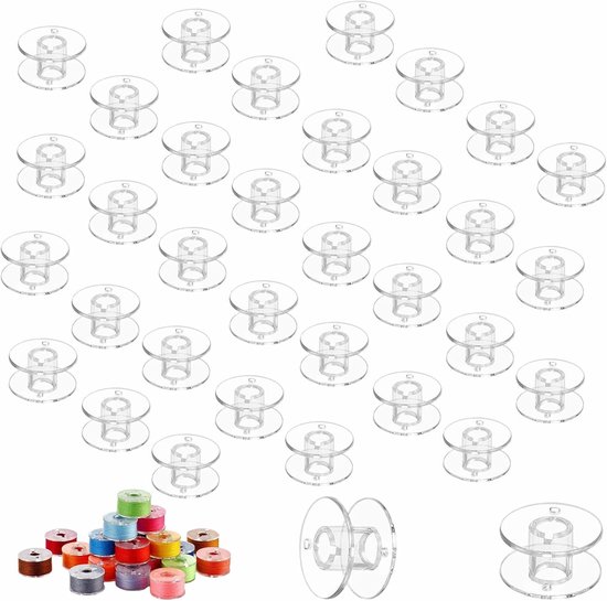 Set van 60 Transparante Universele Plastic Spoelen voor Naaimachines - Ideaal voor Naaien, Quilten en Borduren