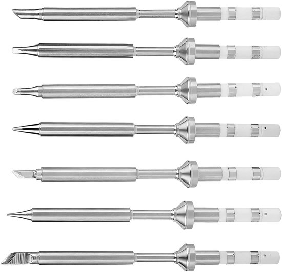 Set van 7 RVS Loodgieterspunten voor Soldeermachine Accessoires - Inclusief TS-KU, TS-B2, TS-D24, TS-BC2, TS-C4, TS-K, TS-I - Perfect voor Precisiewerk en Hobbyprojecten