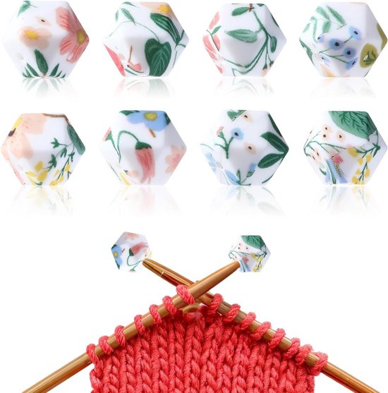 Set van 8 Breinaalden Stopper met Bloemenpatroon - Beschermkap voor Naalden, Breiaccessoires voor Naaldgrootte 3-9mm, Ideaal voor Breien en Haken
