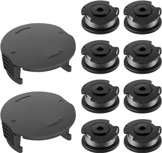 Set van 8 Draadspoelen voor Grastrimmer met 2 Spoel Covers - Vervangingsspoelen voor Efficiënt Grasmaaien, Geschikt voor Diverse Modellen, φ1.6