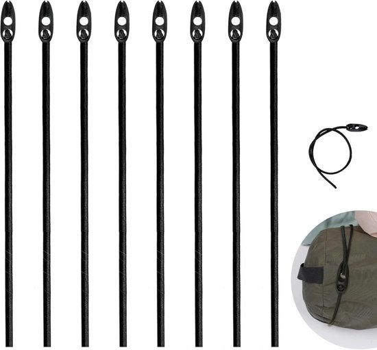 Set van 8 Elastische Riemen van 50 cm - Duurzame Verstelbare Bagageriemen met Stevige Haken voor Motoren en Waarschuwingsborden