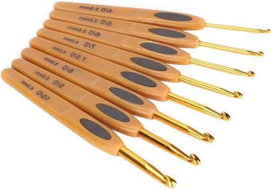 Set van 8 Ergonomische Haaknaalden van Aluminium voor Haken, Breien en DIY Creaties, Perfect voor Beginners en Ervaren Hakers van Merkloos