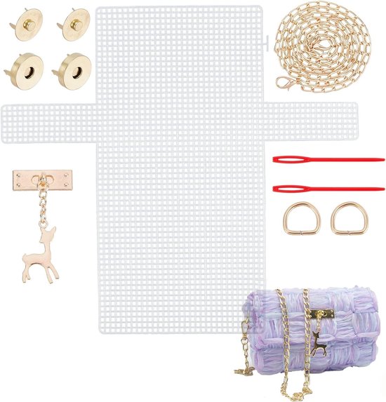 Set van 8 Haaknaalden met Plastic Net, Ritsen en Accessoires voor Haken en Breien