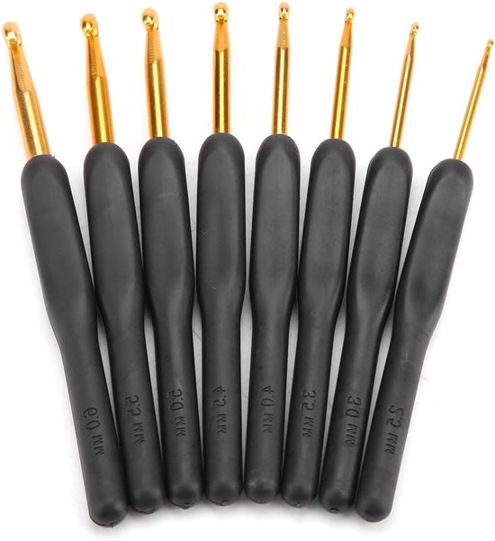 Set van 8 Haaknaalden voor Haken en Breien - ABS en Aluminium Handvatten voor DIY Kleding en Accessoires