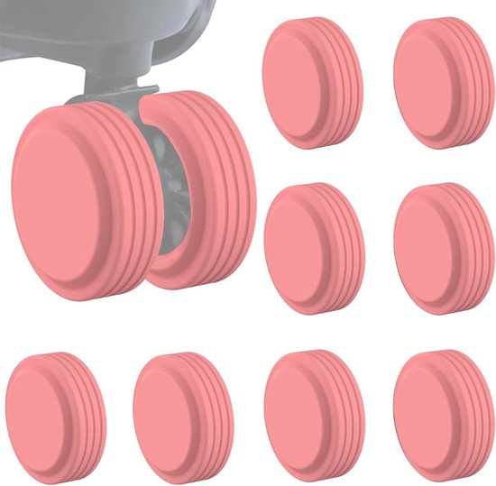 Set van 8 Siliconen Beschermhoezen voor Kofferwielen - Universele Luggage Covers voor Spinner Wielen en Handbagage - Roze Kofferaccessoires